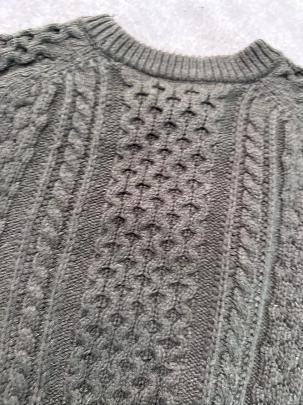 J.Crew Olive Green Cable Knit Sweater Women’s Crew Neck Pom Pom Textured Long XS